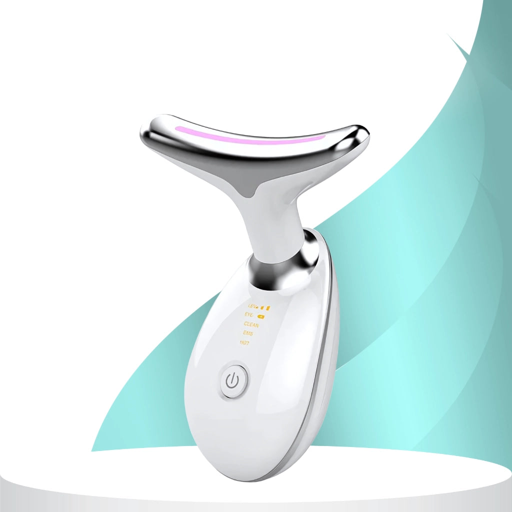 Aparelho Massageador e Modelador de Rosto LED da Bela Vital, desenvolvido para reduzir rugas e papada, utilizando tecnologia LED e outras funções de cuidado com a pele.