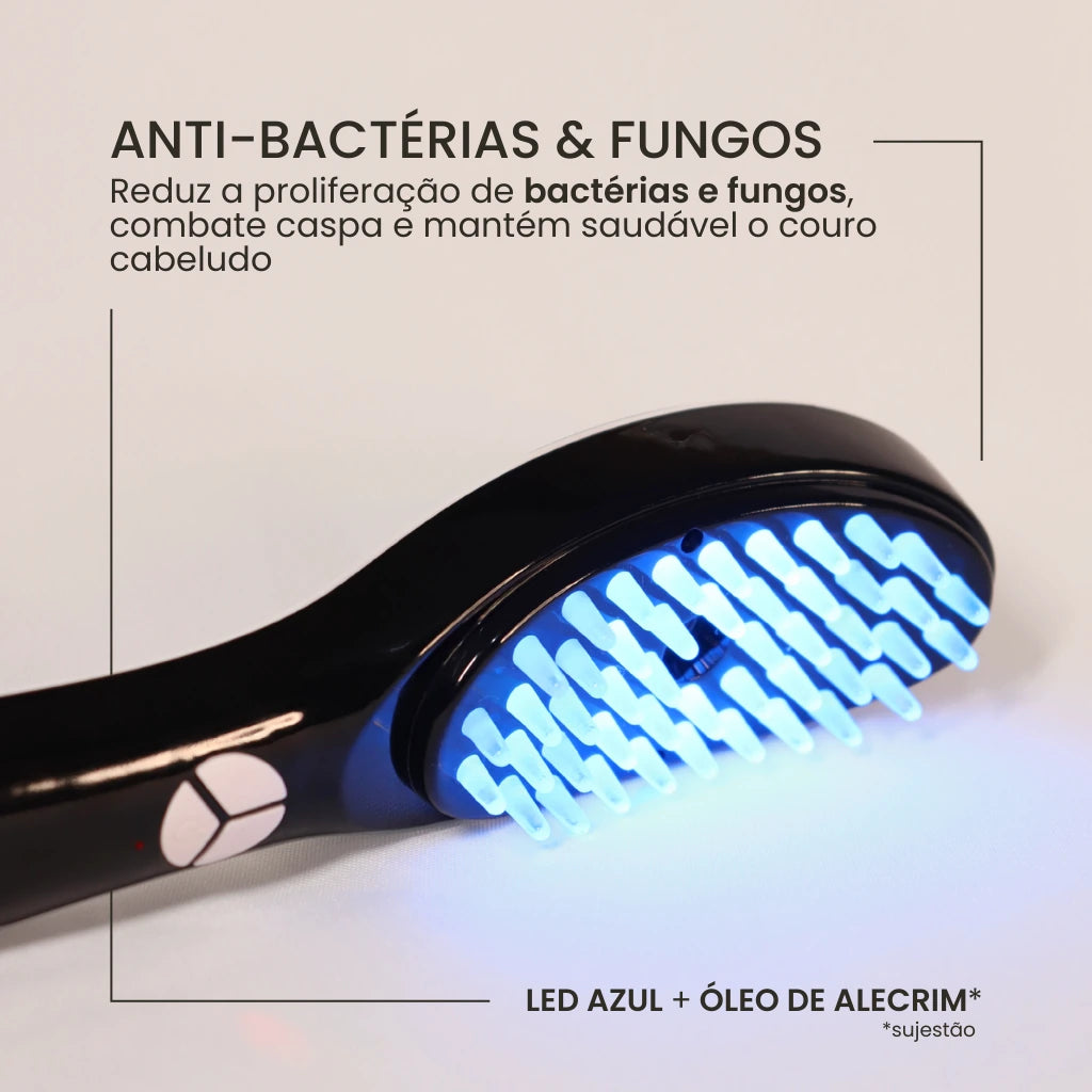 Reduza a proliferação de bactérias e fungos com a escova TheraBrush no modo LED azul associado com o óleo de alecrim