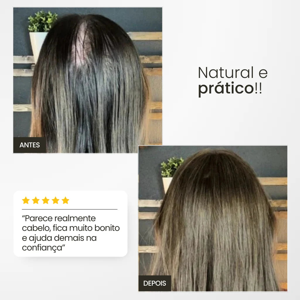 O topo de cabelo oferece resultado natural e é muito pratico de ser usado