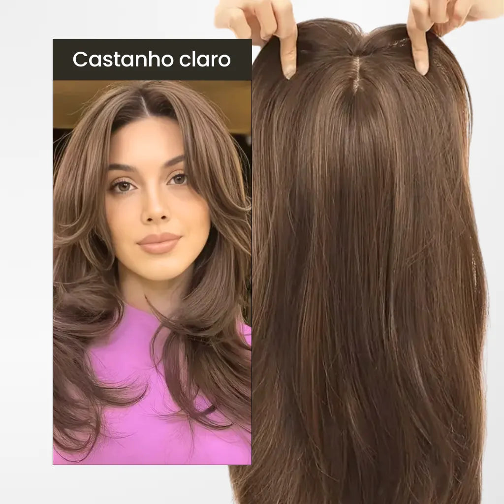 topo capilar franja castanho claro