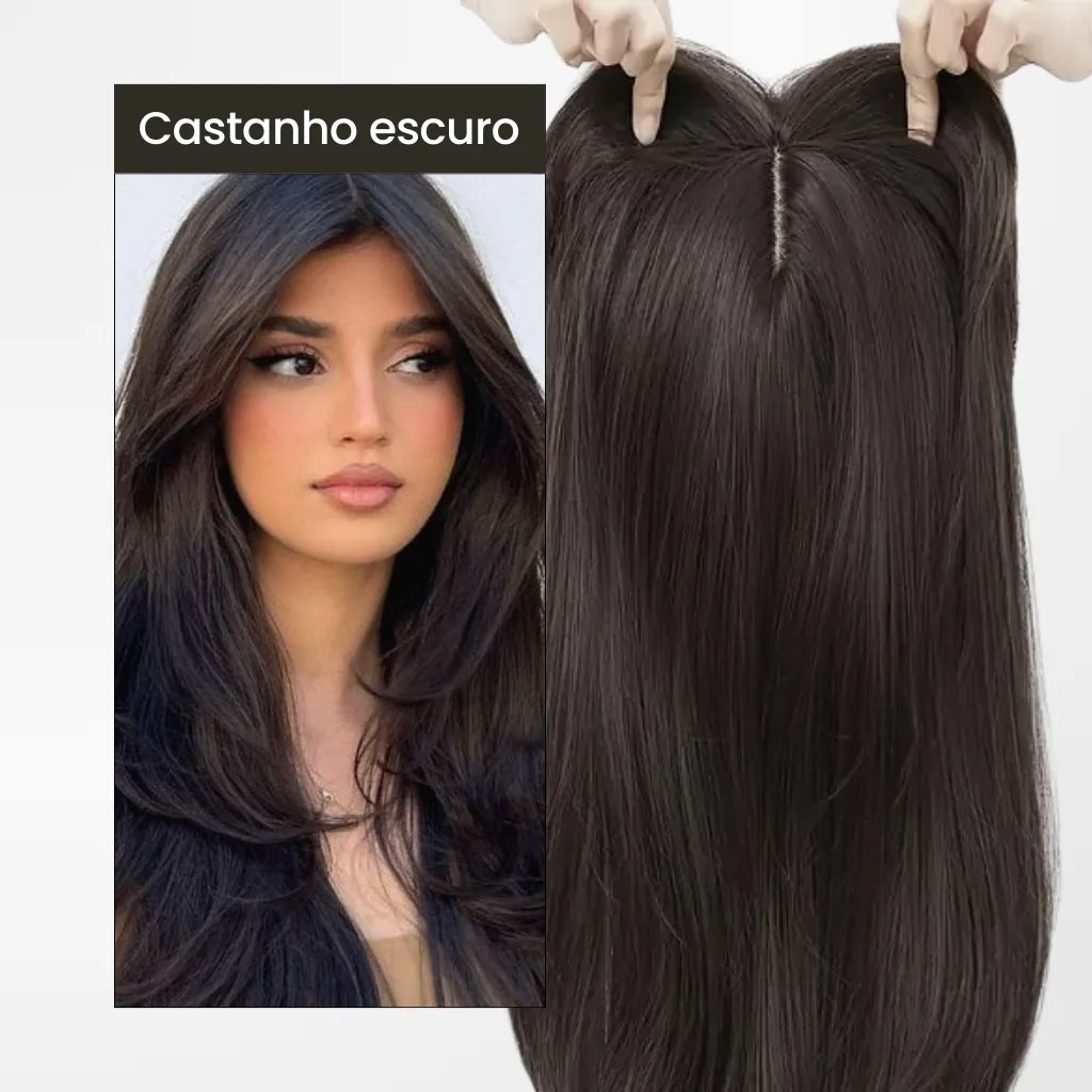 topo capilar franja castanho escuro