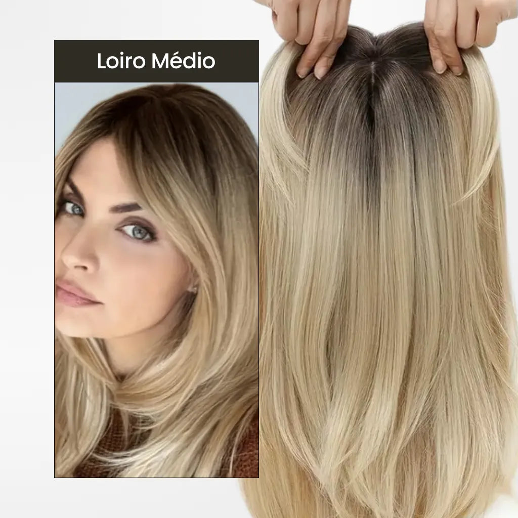 topo capilar franja loiro médio