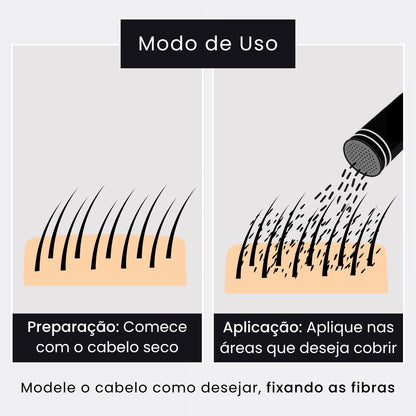 modo de uso do toppik: comece com o cabelo seco, em seguida, aplique nas áreas que deseja cobrir