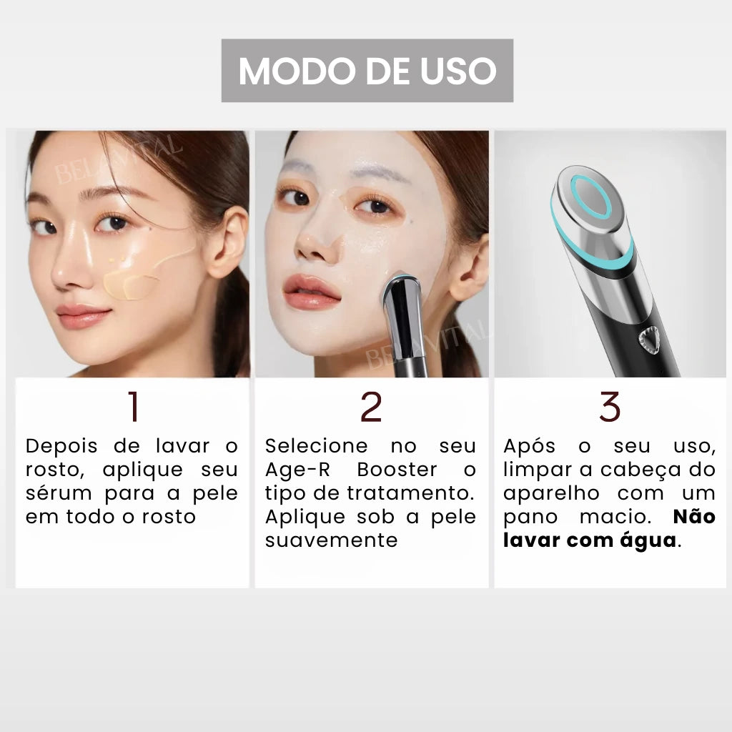 Modo de uso do aparelho Age-R booster da bela vital