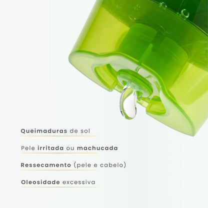 Gel de Babosa trata queimaduras solares, irritação ou machucados da pele, ressecamento do cabelo e também da pele