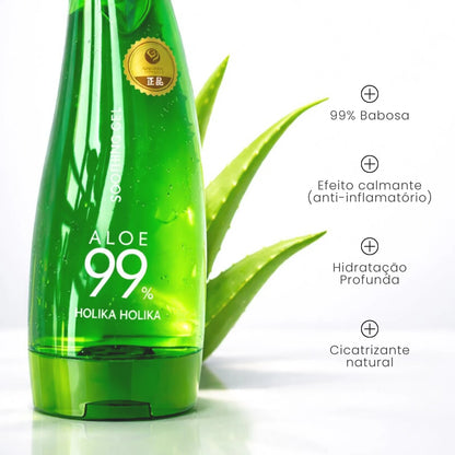 Gel 99% de babosa age como um anti-inflamatório, cicatrizante e hidratante