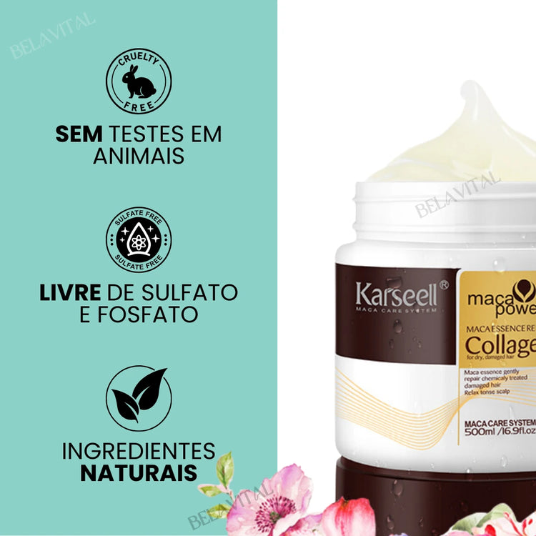 O Karseell é um produto livre de crueldade, ou seja, sem testes em animais, não contem sulfato ou fosfato e conta com ingredientes naturais.