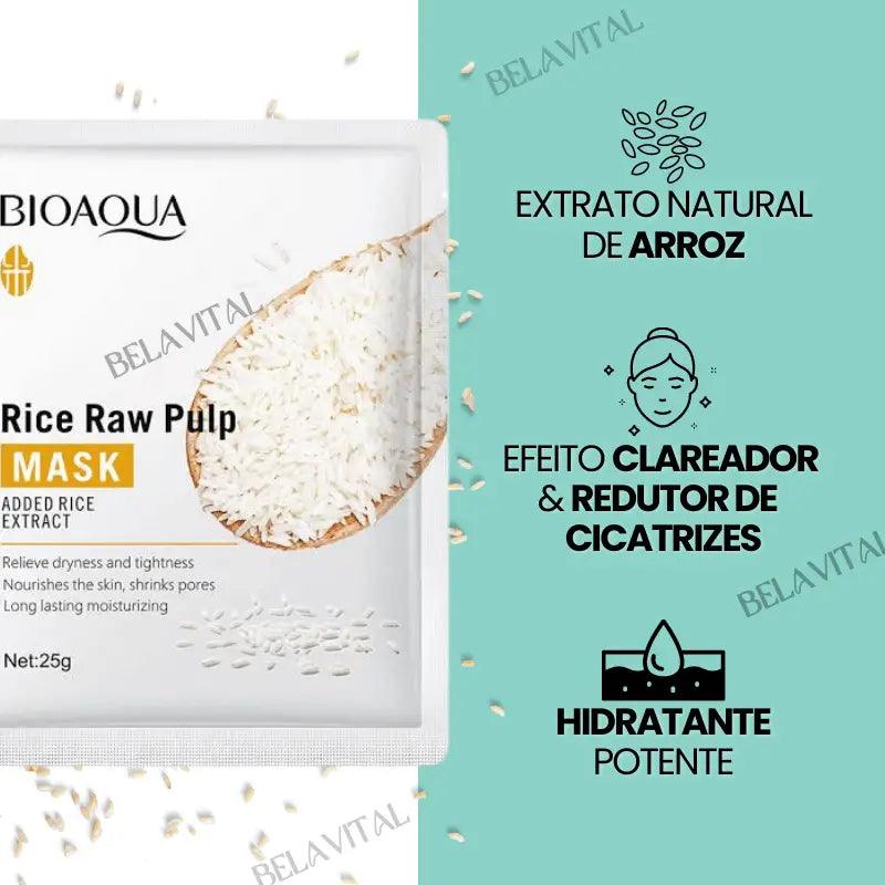 Máscara Facial Hidratante Coreana: O Poder do Arroz na Sua Pele | 10 Unidades - Bela Vital