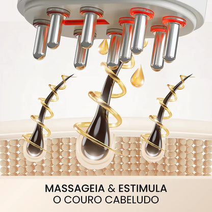 O  Massageador e Aplicador Óleos da Bela Vital Massageia e Estimula o Couro Cabeludo.