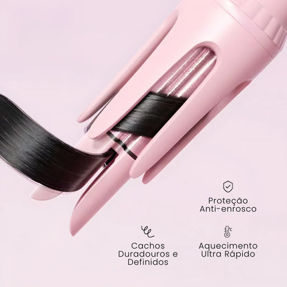 O modelador de cachos automático possui proteção anti-enrosco e um aquecimento ultra rápido, formando cachos mais duradouros e definidos