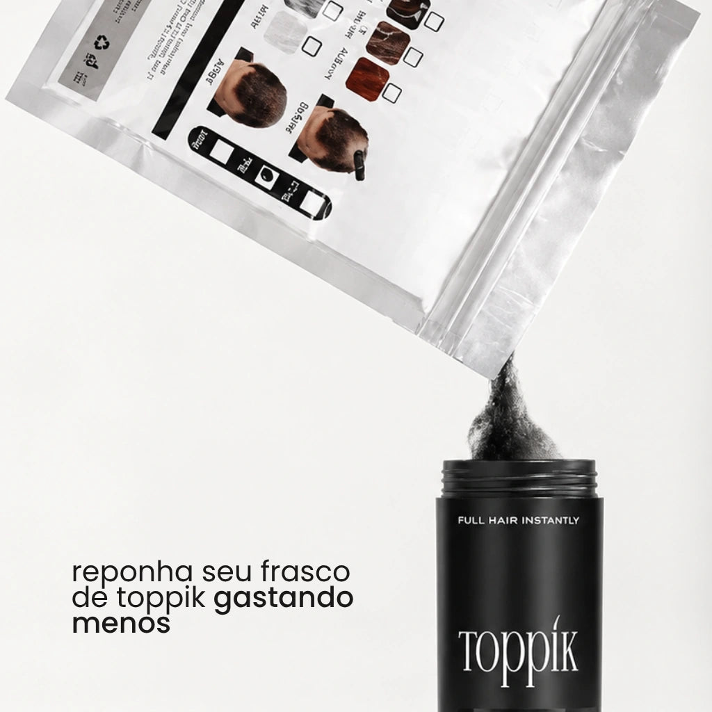Reponha seu frasco de toppik, gastando menos, com o Refil de Fibra Capilar