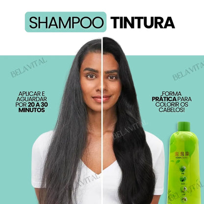 Shampoo tintura mágico, basta aplicar e aguardar, forma prática de colorir os cabelos.