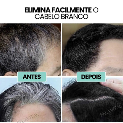 O shampoo 3 em 1 Elimina facilmente os cabelos brancos.