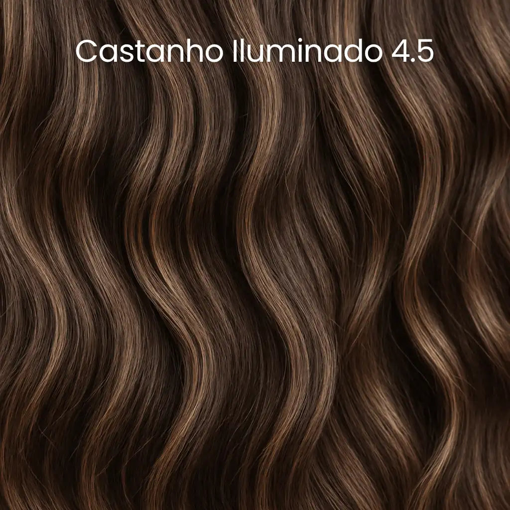 Topo de Cabelo castanho iluminado ondulado