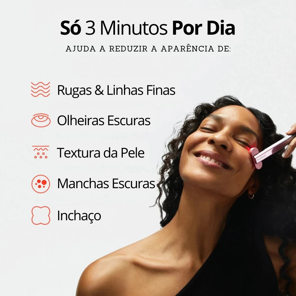 Use a Varinha 3 minutinhos por dia e reduza a aparência de rugas, linhas finas, olheiras, textura, manchas escuras e inchaço.