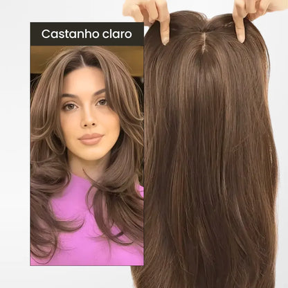 topo capilar franja castanho claro