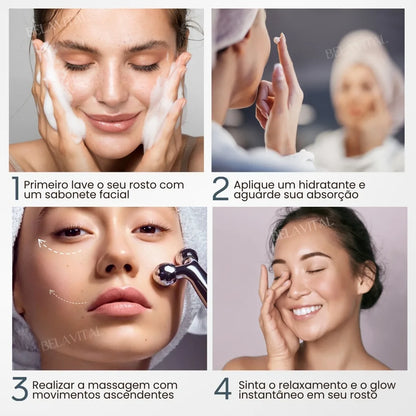 Modo de uso do massageador 3d facial