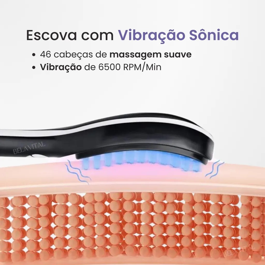 Com vibração sônica, a Escova Therabrush possui 46 cabeças de massagem suave que atuam ativando a circulação sanguinea