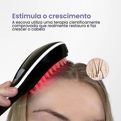 Cientificamente comprovada, a Escova Laser Therabrush restaura e faz crescer o cabelo